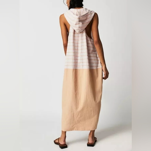 Free People Striped Pink and Tan Hooded Dress - Picture 3 of 9